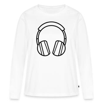casque audio gaming - T-shirt manches longues Premium bio Femme - blanc - Devant - Julia (174cm)
