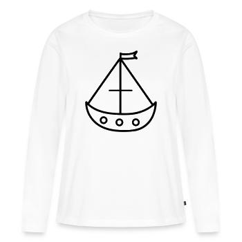 Bateau pirate - T-shirt manches longues Premium bio Femme - blanc - Devant - Julia (174cm)