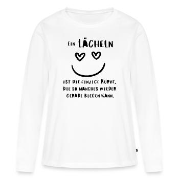 Ein Lächeln ist die einzige Kurve Spruch - Frauen Premium Bio Langarmshirt - Weiß - Vorne - Julia (174cm)