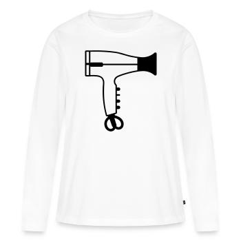 Seche cheveux - T-shirt manches longues Premium bio Femme - blanc - Devant - Julia (174cm)