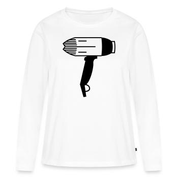 Seche cheveux - T-shirt manches longues Premium bio Femme - blanc - Devant - Julia (174cm)