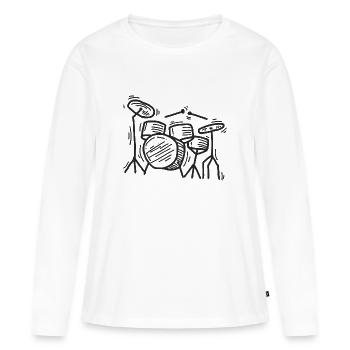 Batterie Drummer - Women's Premium Organic Long Sleeve Shirt - white - Front - Julia (174cm)