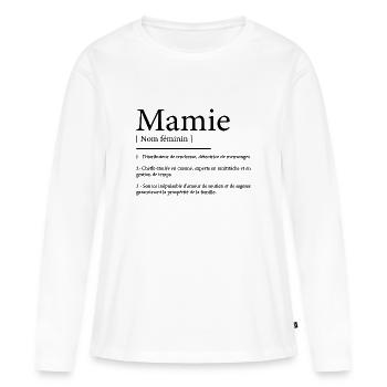 Mamie définition - T-shirt manches longues Premium bio Femme - blanc - Devant - Julia (174cm)