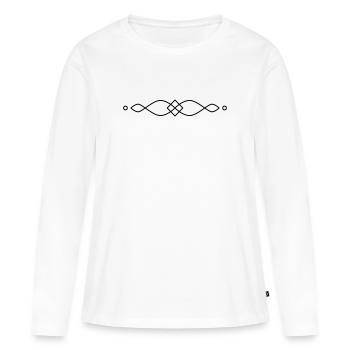 Ornement avec des lignes courbes et un losange - T-shirt manches longues Premium bio Femme - blanc - Devant - Julia (174cm)