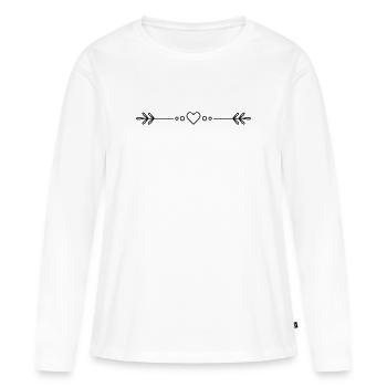 Cœur avec ornement - T-shirt manches longues Premium bio Femme - blanc - Devant - Julia (174cm)