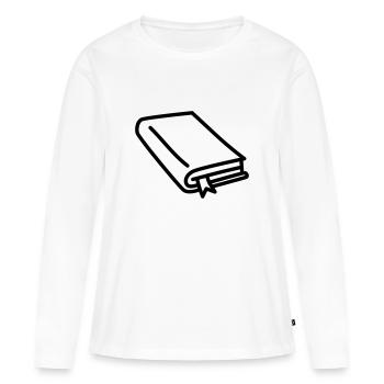 Livre avec marque-pages - T-shirt manches longues Premium bio Femme - blanc - Devant - Julia (174cm)