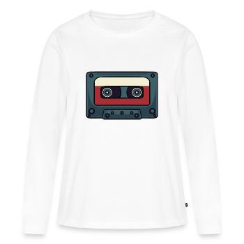 Cassette rétro Bande audio - T-shirt manches longues Premium bio Femme - blanc - Devant - Julia (174cm)