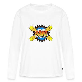 Comic Font Bang Retro Design - T-shirt manches longues Premium bio Femme - blanc - Devant - Julia (174cm)