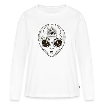 T-shirt Illuminati Alien - Œil tout voyant - T-shirt manches longues Premium bio Femme - blanc - Devant - Julia (174cm)