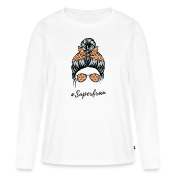 #Superfrau für Frauen für tolle Mamas Muttertag - Frauen Premium Bio Langarmshirt - Weiß - Vorne - Julia (174cm)