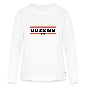 Queens Nyc - T-shirt manches longues Premium bio Femme - blanc - Devant - Julia (174cm)