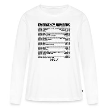 Appel d’urgence & La foi chrétienne - T-shirt manches longues Premium bio Femme - blanc - Devant - Julia (174cm)