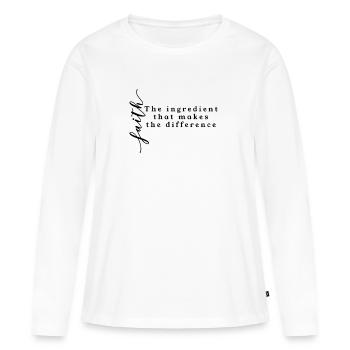 Vêtements de foi et citations de foi - T-shirt manches longues Premium bio Femme - blanc - Devant - Julia (174cm)