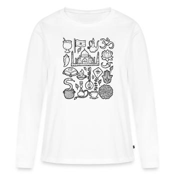 Inde - T-shirt manches longues Premium bio Femme - blanc - Devant - Julia (174cm)