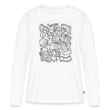 Caméras analogiques - T-shirt manches longues Premium bio Femme - blanc - Devant - Julia (174cm)