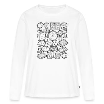 Jeux de société et jeux de société - T-shirt manches longues Premium bio Femme - blanc - Devant - Julia (174cm)