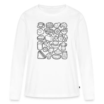 Petit déjeuner & Brunch - T-shirt manches longues Premium bio Femme - blanc - Devant - Julia (174cm)