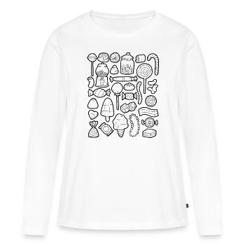 Sucreries - T-shirt manches longues Premium bio Femme - blanc - Devant - Julia (174cm)