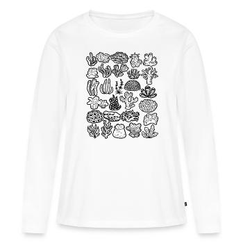 Coral Doodle Récif corallien Récif d’eau de mer - T-shirt manches longues Premium bio Femme - blanc - Devant - Julia (174cm)