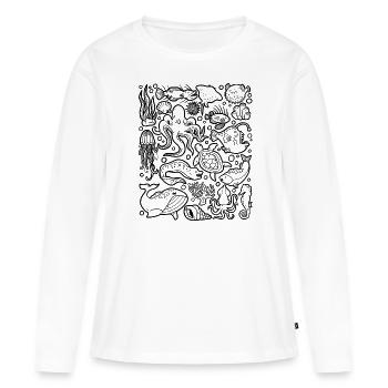 Poisson d’eau profonde Poulpe Poisson-grenouille Poisson-lanterne - T-shirt manches longues Premium bio Femme - blanc - Devant - Julia (174cm)