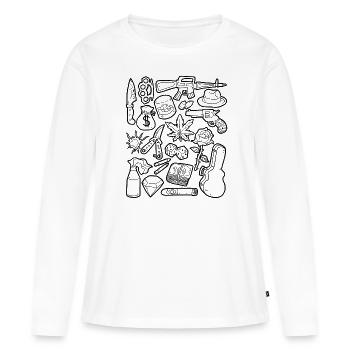 Crime mafieux Protection des gangsters Argent Trafic de drogue - T-shirt manches longues Premium bio Femme - blanc - Devant - Julia (174cm)