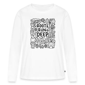 Les racines sont profondes – Racines africaines - T-shirt manches longues Premium bio Femme - blanc - Devant - Julia (174cm)