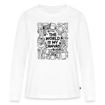 Die Welt ist meine Leinwand – Kunst & Kreativität - Frauen Premium Bio Langarmshirt - Weiß - Vorne - Julia (174cm)