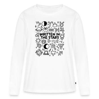 Écrit dans les étoiles - T-shirt manches longues Premium bio Femme - blanc - Devant - Julia (174cm)