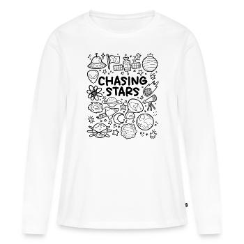 À la poursuite des étoiles - T-shirt manches longues Premium bio Femme - blanc - Devant - Julia (174cm)