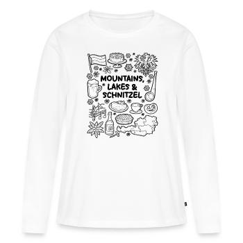 Montagnes, lacs et escalopes - T-shirt manches longues Premium bio Femme - blanc - Devant - Julia (174cm)