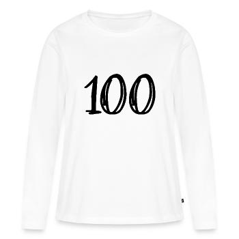 100 ANS. 100e ANNIVERSAIRE. ANNIVERSAIRE 100 ANS. - T-shirt manches longues Premium bio Femme - blanc - Devant - Julia (174cm)