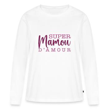 Super Mamou D'amour - T-shirt manches longues Premium bio Femme - blanc - Devant - Julia (174cm)
