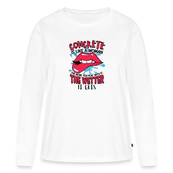 Le béton est comme une femme plus vous jouez - - T-shirt manches longues Premium bio Femme - blanc - Devant - Julia (174cm)