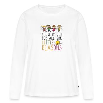 J’aime mon travail pour toutes les petites raisons - - T-shirt manches longues Premium bio Femme - blanc - Devant - Julia (174cm)