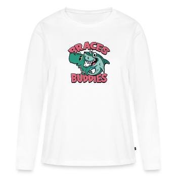 Dentiste Orthodontiste Appareils dentaires Buddies - - T-shirt manches longues Premium bio Femme - blanc - Devant - Julia (174cm)