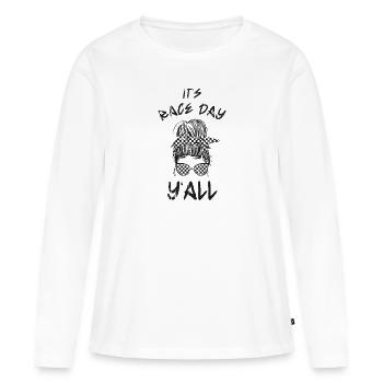 C’est le jour de la course y’all - course sur piste - T-shirt manches longues Premium bio Femme - blanc - Devant - Julia (174cm)