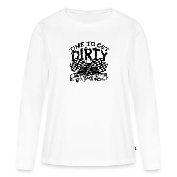 Il est temps de se salir les courses sur piste de terre battue - course - T-shirt manches longues Premium bio Femme - blanc - Devant - Julia (174cm)