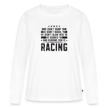 Il ne vous a pas cogné il ne vous a pas poussé il ne l’a pas fait - T-shirt manches longues Premium bio Femme - blanc - Devant - Julia (174cm)