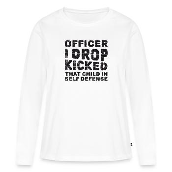 Offizier, den ich fallen lasse, trat dieses Kind in Notwehr - Frauen Premium Bio Langarmshirt - Weiß - Vorne - Julia (174cm)