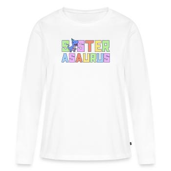 Sœur Asaurus Dinosaur Fête d’anniversaire T-Rex - T-shirt manches longues Premium bio Femme - blanc - Devant - Julia (174cm)