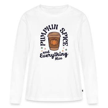 Pumpkin Spice And Everything Nice Retro Fall - Women's Premium Organic Long Sleeve Shirt - white - Front - Julia (174cm)