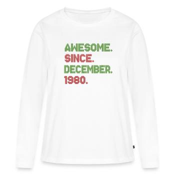 1980 Génial depuis décembre Avenue de Noël - T-shirt manches longues Premium bio Femme - blanc - Devant - Julia (174cm)