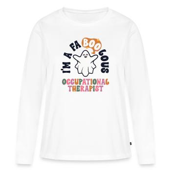 Rétro Halloween Ergothérapeute Vintage - T-shirt manches longues Premium bio Femme - blanc - Devant - Julia (174cm)