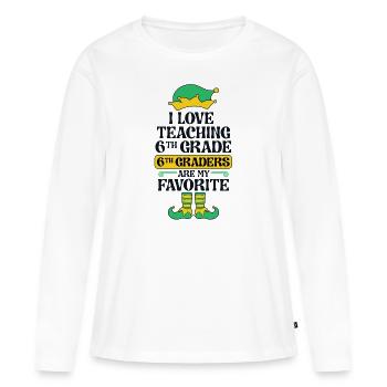 6. Klasse Lehrerin Elf Weihnachtsfeier I - Frauen Premium Bio Langarmshirt - Weiß - Vorne - Julia (174cm)