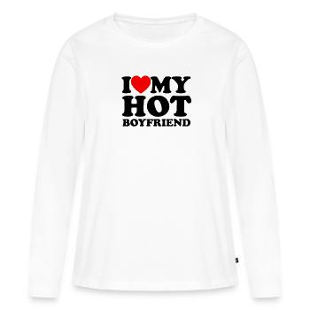 Ich liebe meinen heißen Freund - Romantik - Frauen Premium Bio Langarmshirt - Weiß - Vorne - Julia (174cm)