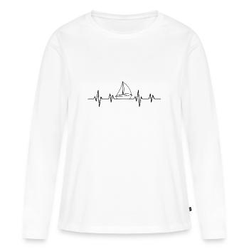 Heart Line Sailing Boat Minimalist Design - Women's Premium Organic Long Sleeve Shirt - white - Front - Julia (174cm)