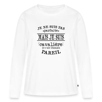 Je Suis Cavalière Parfaite - T-shirt manches longues Premium bio Femme - blanc - Devant - Julia (174cm)