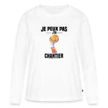 J'PEUX PAS J'AI CHANTIER - CASQUE DE CHANTIER - T-shirt manches longues Premium bio Femme - blanc - Devant - Julia (174cm)