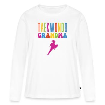 Femmes Arts Martiaux Sport Drôle Taekwondo Grand-mère - T-shirt manches longues Premium bio Femme - blanc - Devant - Julia (174cm)