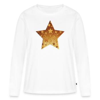 Étoile avec astérisque - Cadeau d’or idée cadeau - T-shirt manches longues Premium bio Femme - blanc - Devant - Julia (174cm)
